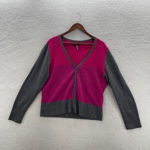 Apt 9 Cardigan Sweater Womens XL Pink Cashmere Preppy Luxury Cabin Cozy Soft